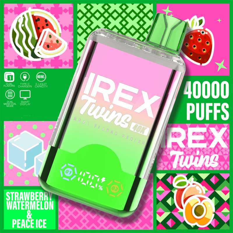 strawberry watermelon peace iceIREX TWINS 40K Puffs strawberry watermelon peace iceIREX TWINS 40K Puffs